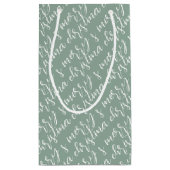 Merry kerst Pattern Sage Green Klein Cadeauzakje (Achterkant)