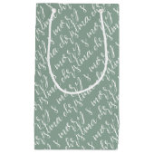Merry kerst Pattern Sage Green Klein Cadeauzakje (Voorkant)