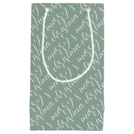 Merry kerst Pattern Sage Green Klein Cadeauzakje (Voorkant)