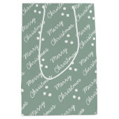 Merry kerst Pattern Sage Green Medium Cadeauzakje (Voorkant)