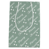 Merry kerst Pattern Sage Green Medium Cadeauzakje (Achterkant)