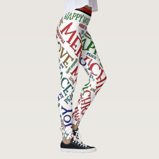 Merry kerst Peace Love Joy Pattern Leggings (Rechts)