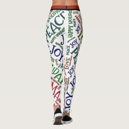Merry kerst Peace Love Joy Pattern Leggings (Achterkant)
