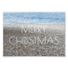 Merry kerst Pebble Beach Zee Ocean Photography Foto Afdruk