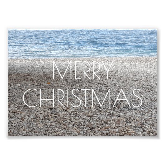 Merry kerst Pebble Beach Zee Ocean Photography Foto Afdruk (Voorkant)