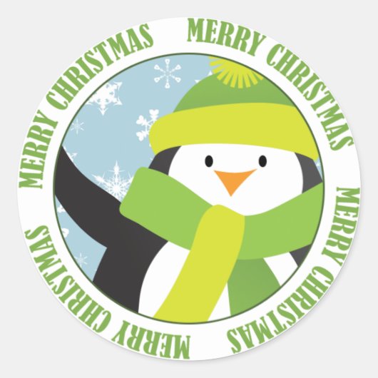 Merry kerst Penguin Sticker (Voorkant)