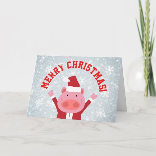 Merry kerst Piglet Feestdagen Kaart (Voorkant)
