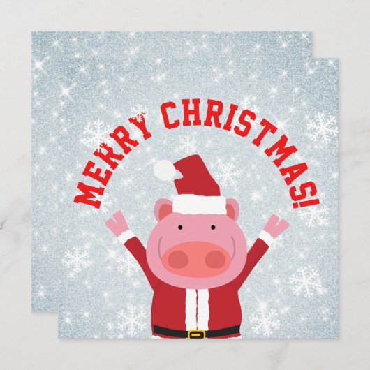 Merry kerst Piglet Feestdagenkaart (Voorkant / Achterkant)