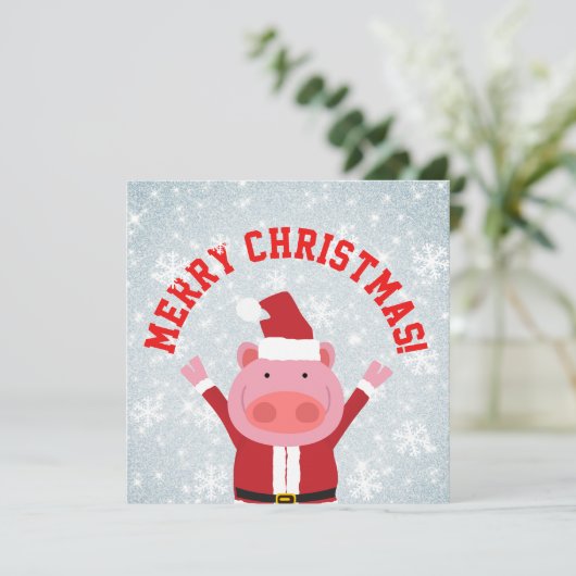 Merry kerst Piglet Feestdagenkaart (Staand voorkant)