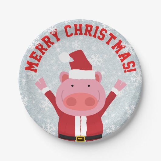 Merry kerst Piglet Papieren Bordje (Voorkant)