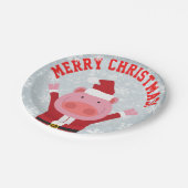 Merry kerst Piglet Papieren Bordje (Gekanteld)