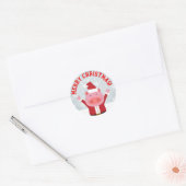 Merry kerst Piglet Ronde Sticker (Envelop)