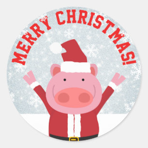 Merry kerst Piglet Ronde Sticker