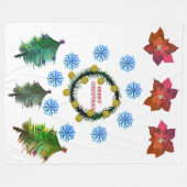 Merry kerst Poinsettia bloemen Fleece Deken (Voorkant (Horizontaal))