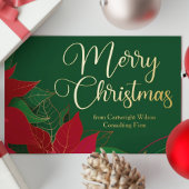 Merry kerst Poinsettia Elegant Business Gold Folie Feestdagenkaart