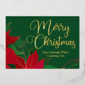 Merry kerst Poinsettia Elegant Business Gold Folie Feestdagenkaart (Voorkant)