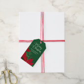 Merry kerst Poinsettia Elegant Green Business Cadeaulabel (Met Touw)
