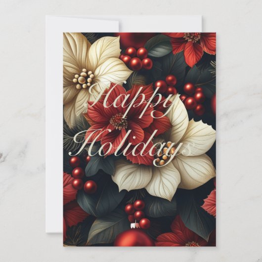 Merry kerst Poinsettia Feestdagenkaart (Voorkant)