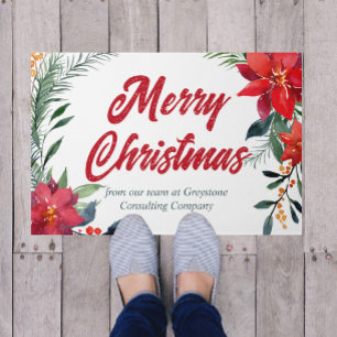 Merry kerst Poinsettia Floral Custom Company Deurmat