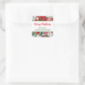 Merry kerst Poinsettia Floral Favor Vierkante Sticker (Tas)