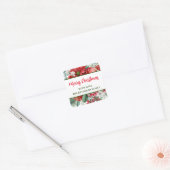 Merry kerst Poinsettia Floral Favor Vierkante Sticker (Envelop)