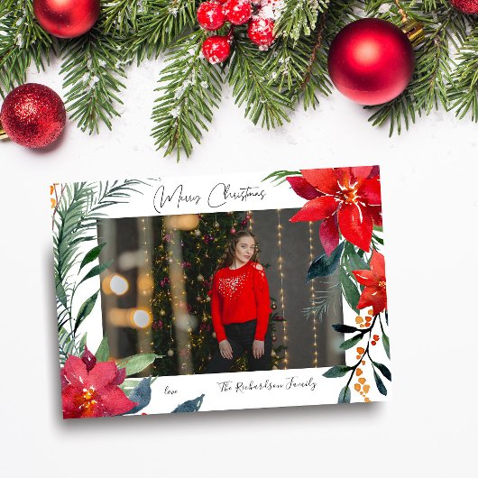 Merry kerst Poinsettia Foto