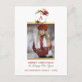 Merry kerst Poinsettia Gold Monogram | FOTO Feestdagenkaart (Voorkant)