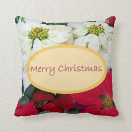 Merry kerst Poinsettia Kussen