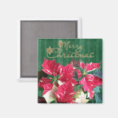 Merry kerst Poinsettia Magnet (Voorkant / Achterkant)