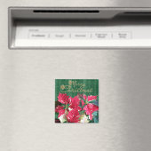 Merry kerst Poinsettia Magnet (Insitu (Vaatwasser))