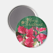 Merry kerst Poinsettia Magnet (Voorkant / Achterkant)