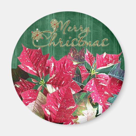 Merry kerst Poinsettia Magnet (Voorkant)