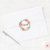 Merry kerst Poinsettia Ronde Sticker (Envelop)