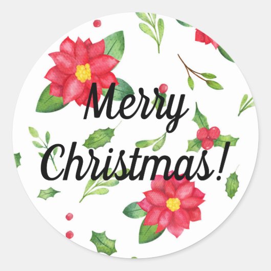 Merry kerst Poinsettia Sticker (Voorkant)