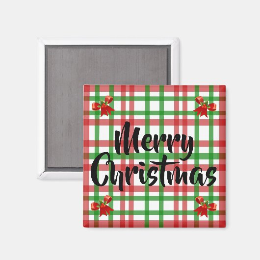 Merry kerst Pset Red Bows Kitchen Magnet (Voorkant / Achterkant)