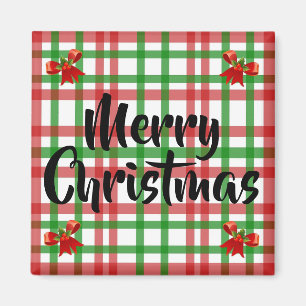Merry kerst Pset Red Bows Kitchen Magnet