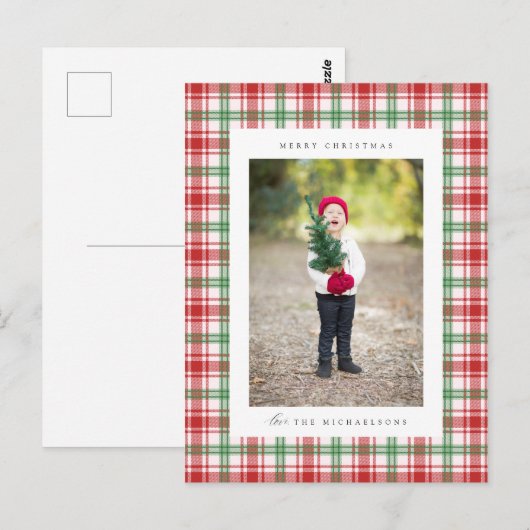 Merry kerst Pset | VOEG JE FAMILIESFOTO-POST TOE Briefkaart (Voorkant / Achterkant)