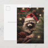 Merry kerst Racoon Feestdagenkaart (Voorkant / Achterkant)