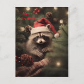 Merry kerst Racoon Feestdagenkaart (Voorkant)