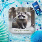 Merry kerst Racoon Papieren Bordje (Feest)