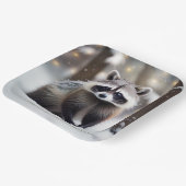 Merry kerst Racoon Papieren Bordje (Gebogen)