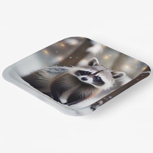 Merry kerst Racoon Papieren Bordje (Gebogen)