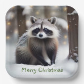 Merry kerst Racoon Papieren Bordje (Voorkant)