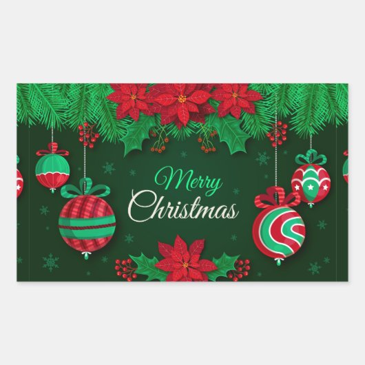 Merry kerst rechthoekige sticker (Voorkant)