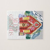 Merry kerst Red Country House Mountain Snow Legpuzzel (Horizontaal)