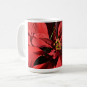 Merry kerst Red Curly Poinsettia Koffiemok (Voorkant links)