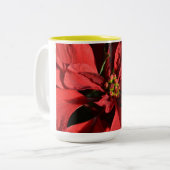 Merry kerst Red Curly Poinsettia Tweekleurige Koffiemok (Voorkant links)