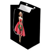 Merry kerst Red Dpress Lady Gift Bag Medium Cadeauzakje (Voorkant Gekanteld)