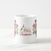 Merry kerst Red Poinsettia Bird Holly Berry Koffiemok (Center)