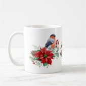 Merry kerst Red Poinsettia Bird Holly Berry Koffiemok (Links)